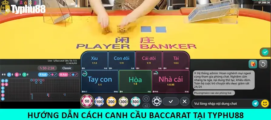 ảnh vẽ cùng văn bản mô tả cách canh cầu baccarat